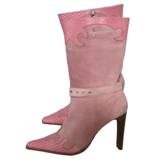 Carmen Steffen High Heel Pink Boots - Picture 3 of 6